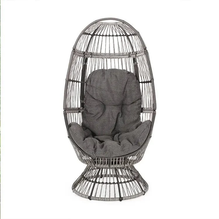 Swivel Egg Rattan Outdoor Chair with Cushion - Glova