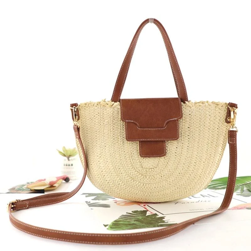 Syria Halfmoon Raffia Shoulder Bags - 2 Colors - Glova