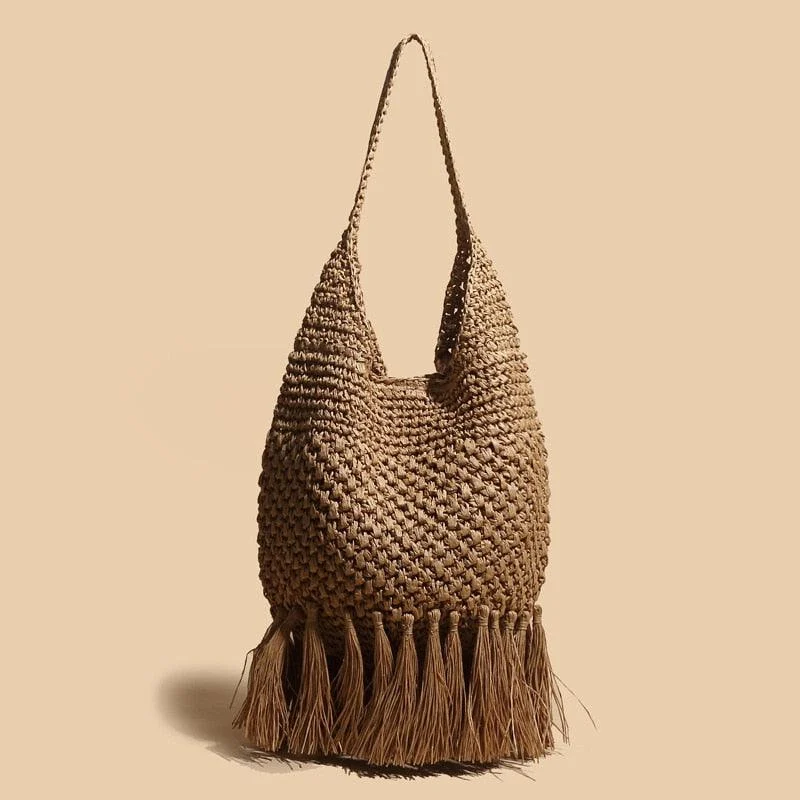 Taffe Bohemian Tassels Straw Hobo Bags - 2 Colors - Glova