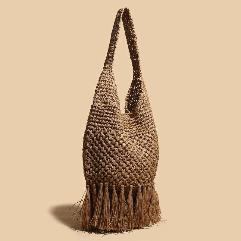 Taffe Bohemian Tassels Straw Hobo Bags - 2 Colors - Glova