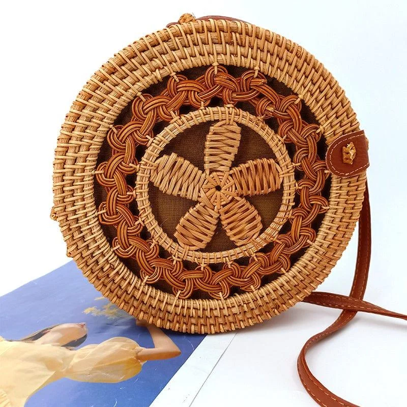 Tahiti Round Rattan Bag - Glova