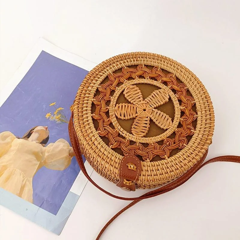 Tahiti Round Rattan Bag - Glova