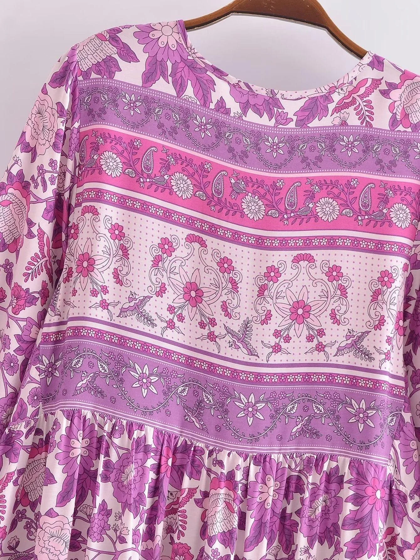 Tallulah Long Sleeve Boho Maxi Dress - Pink - Glova