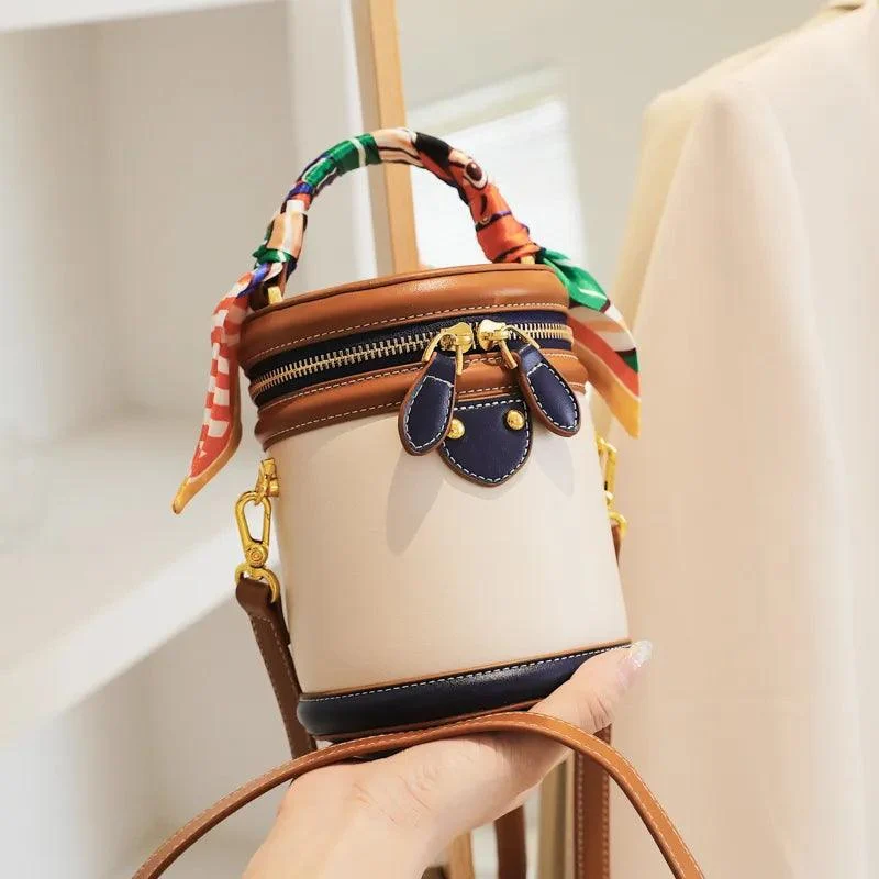 Tami Scarf Handle Barrel Bucket Bag - Glova