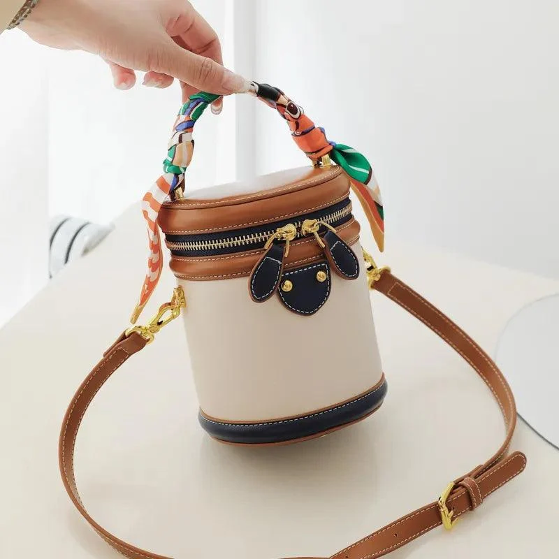 Tami Scarf Handle Barrel Bucket Bag - Glova