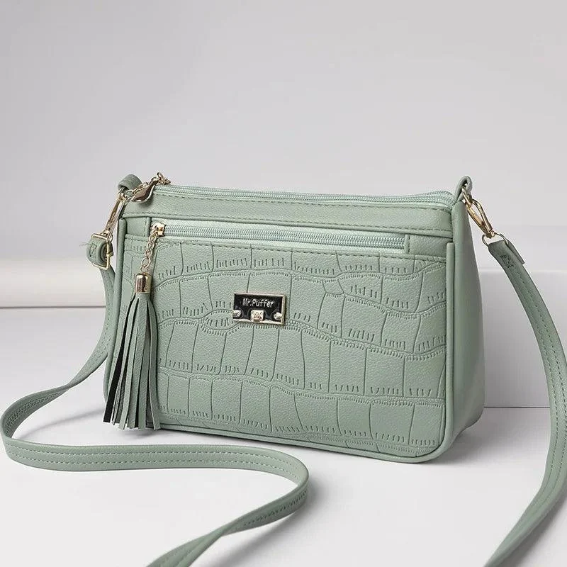 Tassel Square Crossbody PU Leather Handbag - Glova