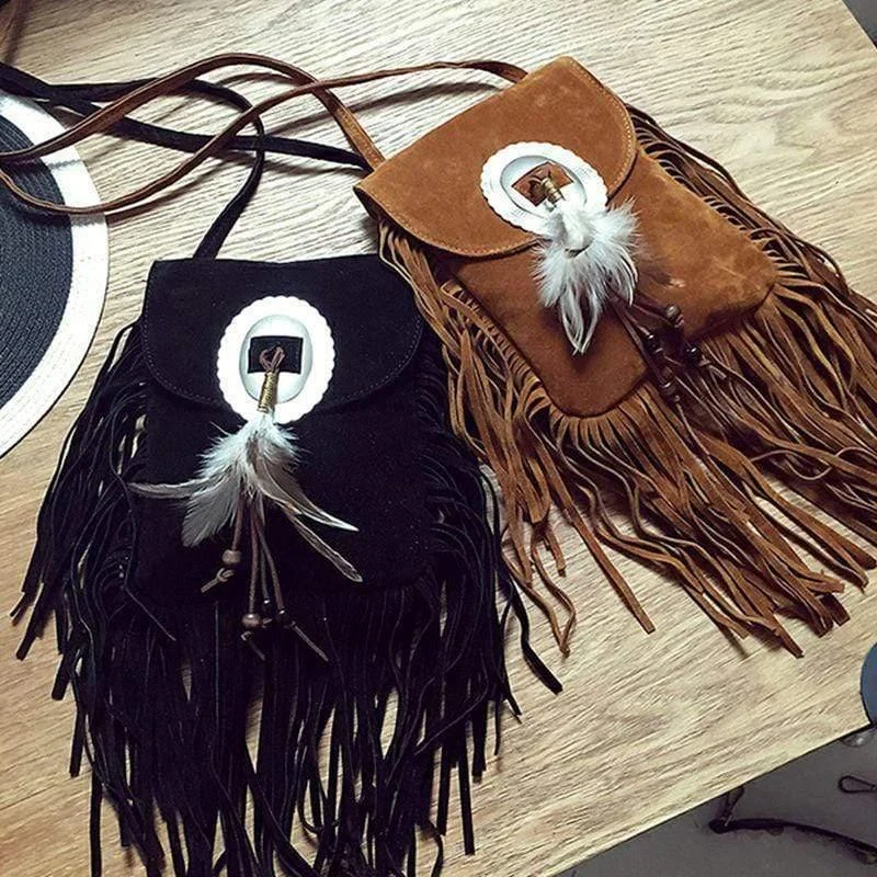 Tassel Suede Crossbody Bag - Glova