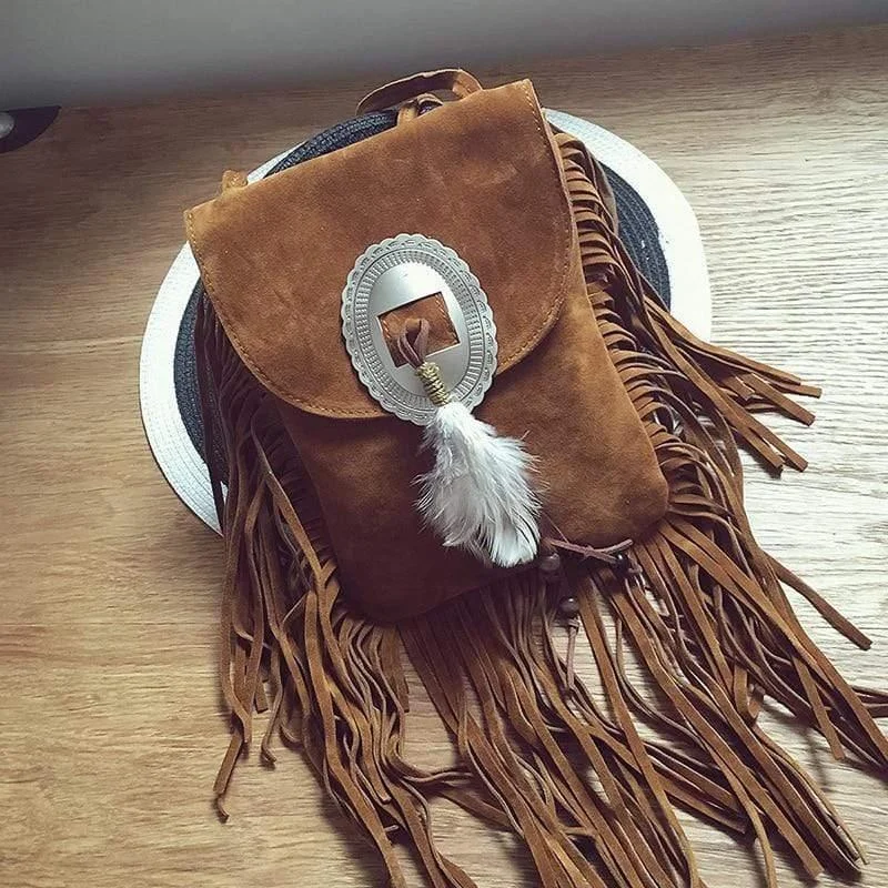 Tassel Suede Crossbody Bag - Glova