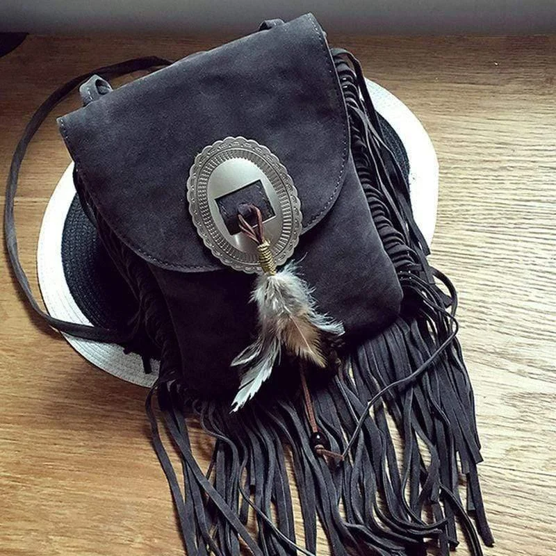 Tassel Suede Crossbody Bag - Glova