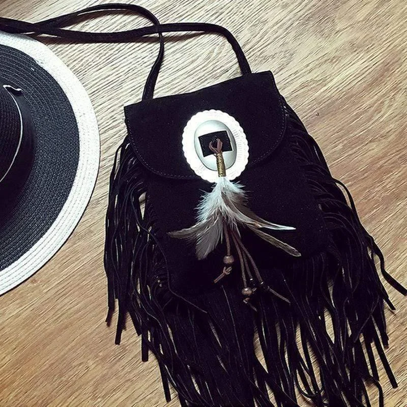 Tassel Suede Crossbody Bag - Glova