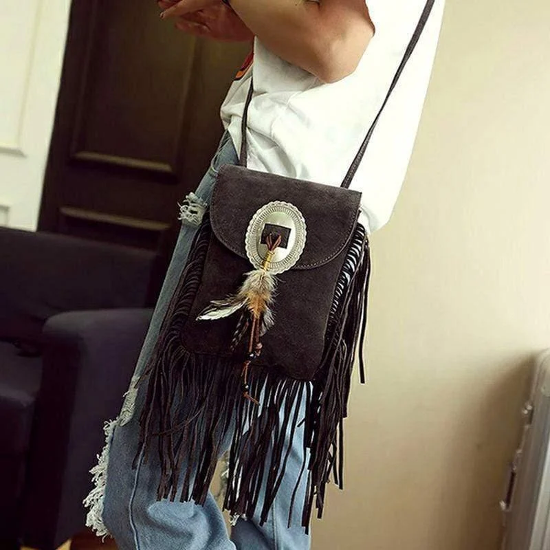 Tassel Suede Crossbody Bag - Glova