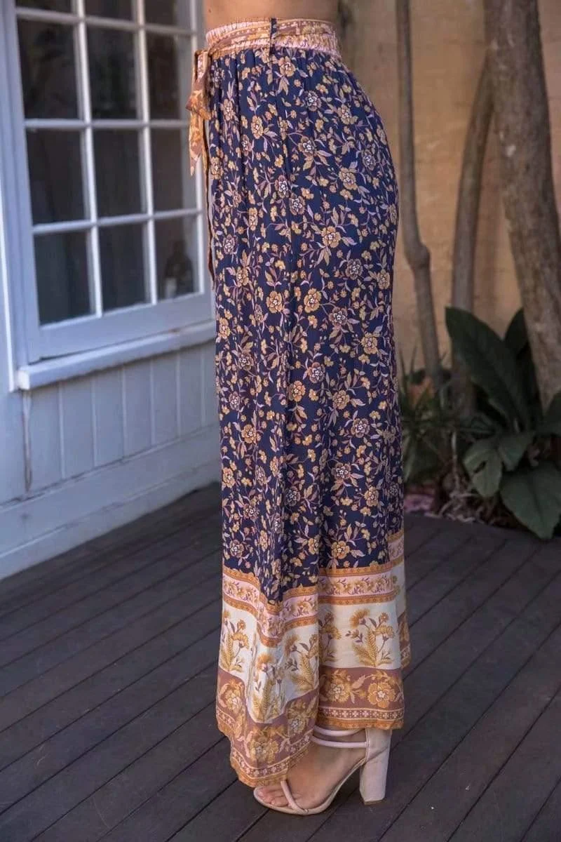 TILLY - Boho Chic Floral Flare Pants - Glova