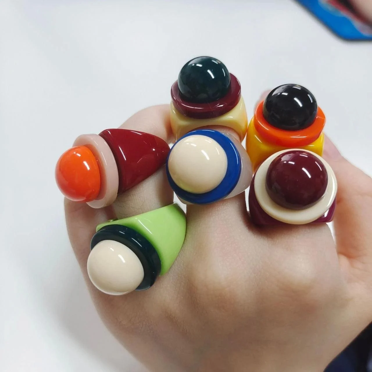 Torea Colorful Geometric Resin Rings - 6 Colors - Glova