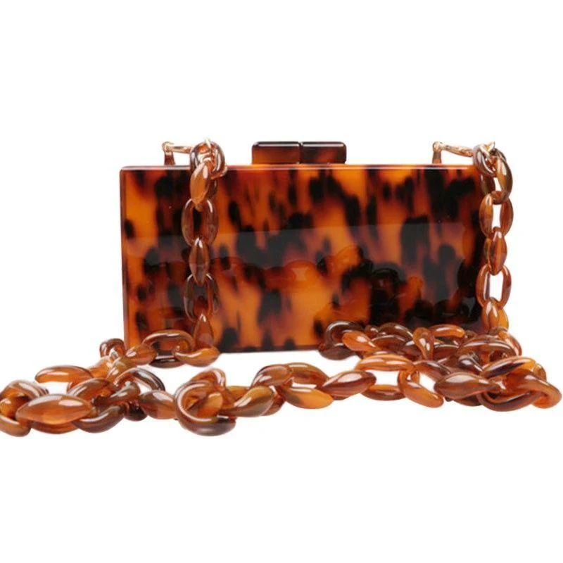 Tortoise Acrylic Box Clutch - Glova