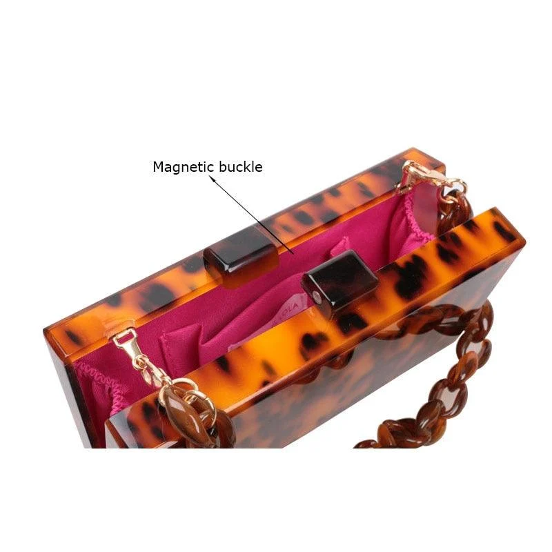 Tortoise Acrylic Box Clutch - Glova