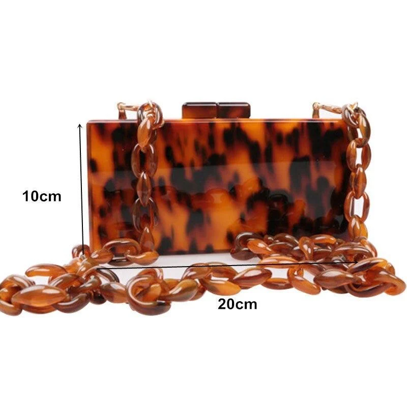 Tortoise Acrylic Box Clutch - Glova