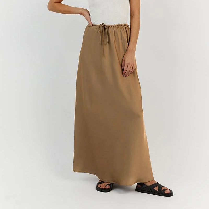 Tossa Draw String Waist Maxi Satin Skirts - 7 Colors - Glova