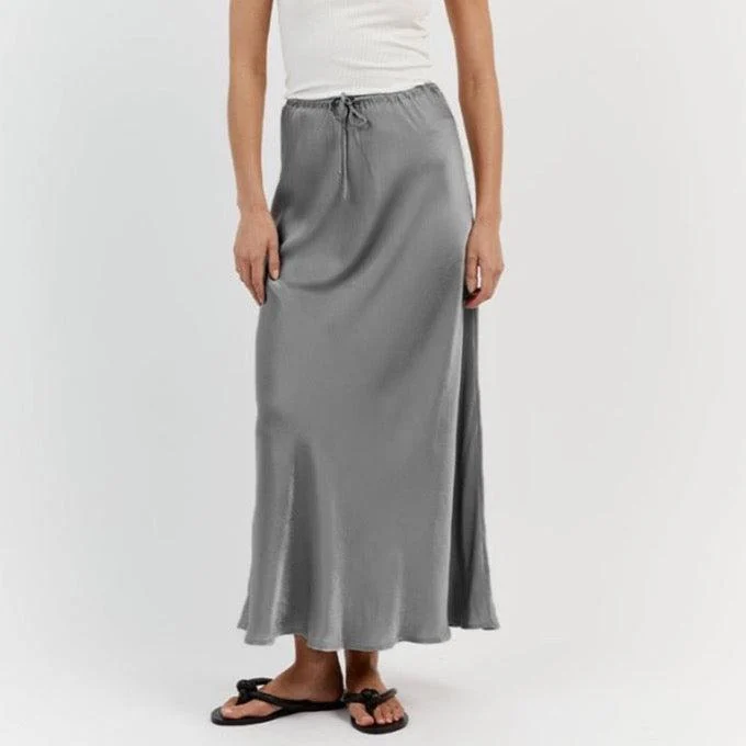 Tossa Draw String Waist Maxi Satin Skirts - 7 Colors - Glova