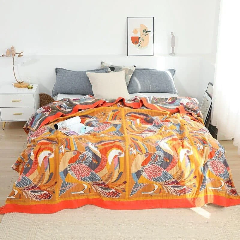 Toucan Bird Cotton Bedspread - Glova