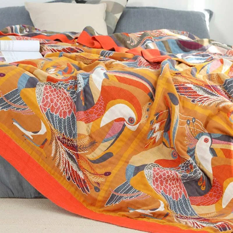 Toucan Bird Cotton Bedspread - Glova