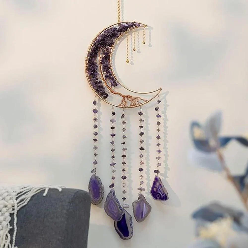 Tree Of Life Agate Moon Dream Catcher - Glova