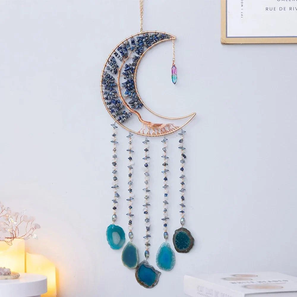 Tree Of Life Agate Moon Dream Catcher - Glova