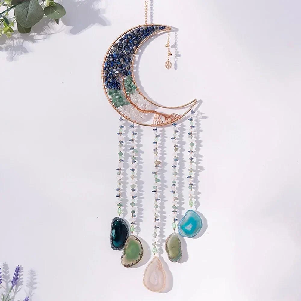 Tree Of Life Agate Moon Dream Catcher - Glova