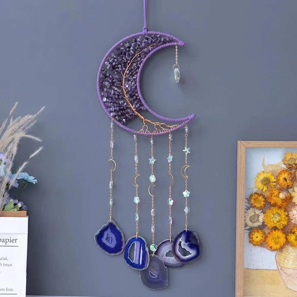 Tree Of Life Agate Moon Dream Catcher - Glova