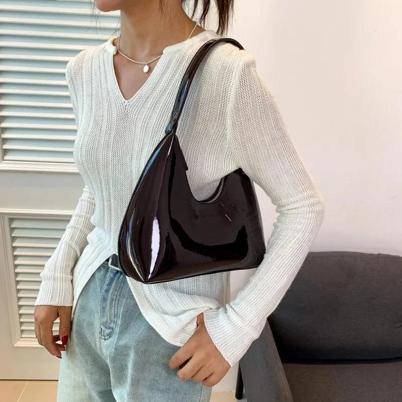 Trendy Solid PU Leather Underarm Ladies Bags - Glova