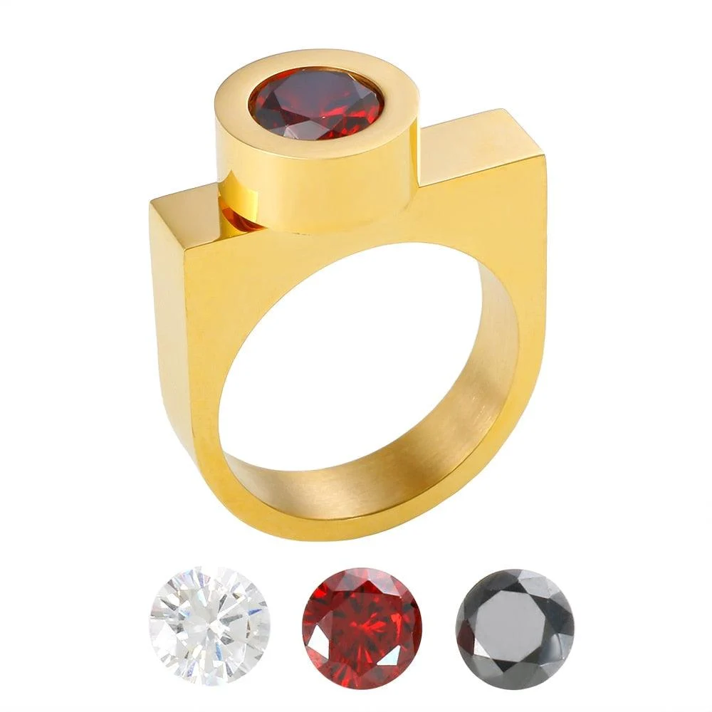 Tri-Color Cubic Zirconia DIY Stainless Steel Rings - 3 Colors - Glova