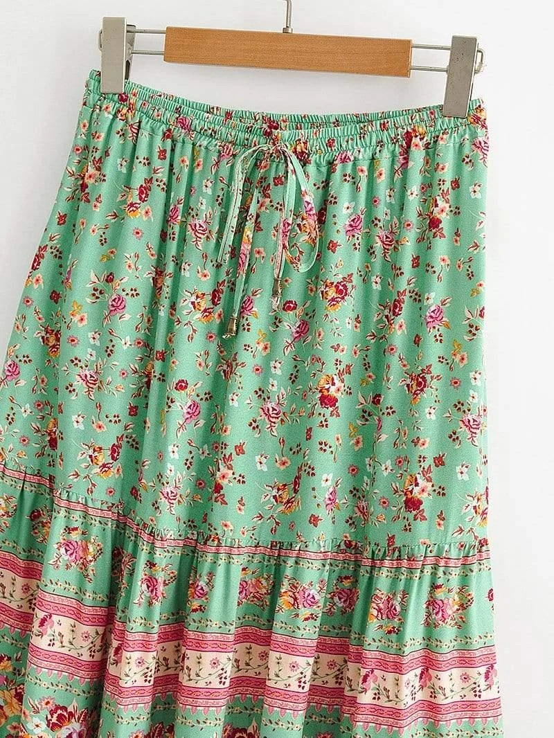 Triana Maxi Skirt in Green - Glova