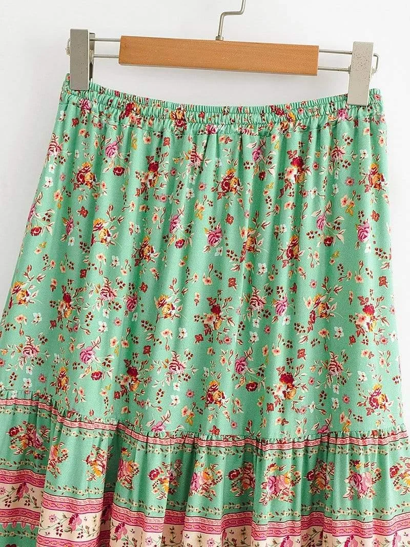 Triana Maxi Skirt in Green - Glova