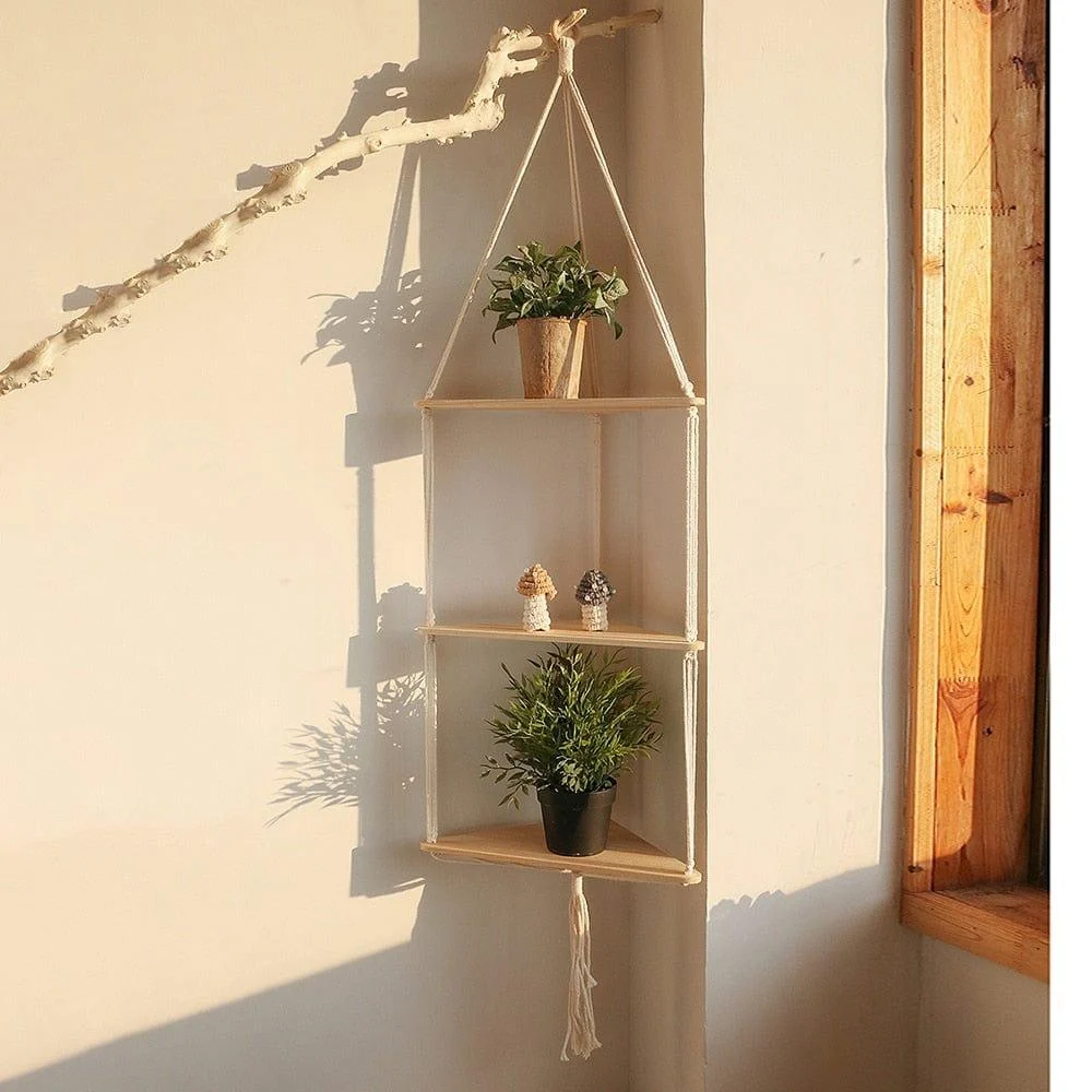 Triangle Macrame Wall Shelf - Glova