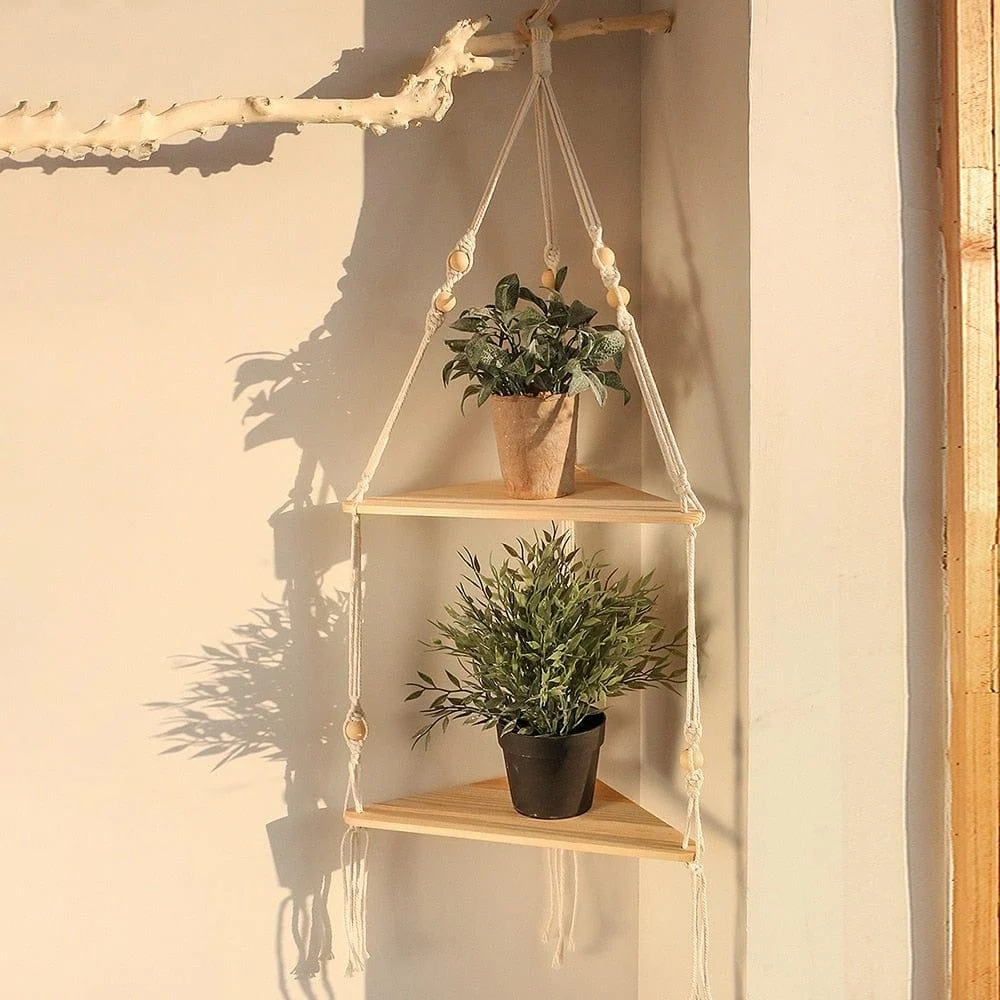 Triangle Macrame Wall Shelf - Glova