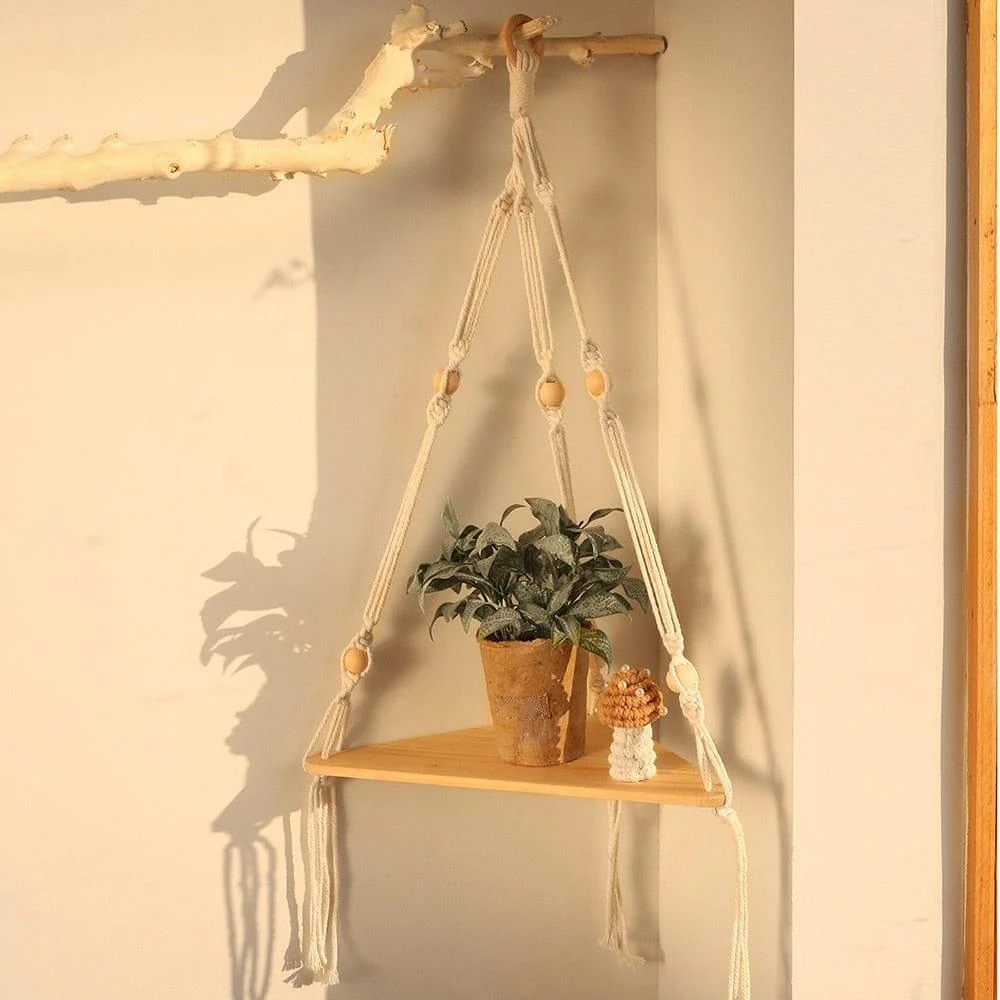 Triangle Macrame Wall Shelf - Glova