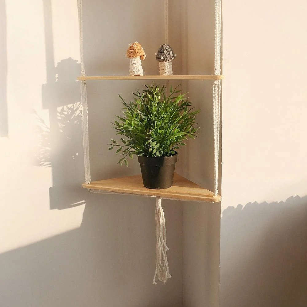 Triangle Macrame Wall Shelf - Glova