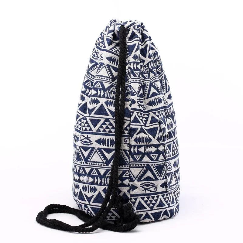 Tribal Pattern Canvas Drawstring Backpack - Glova