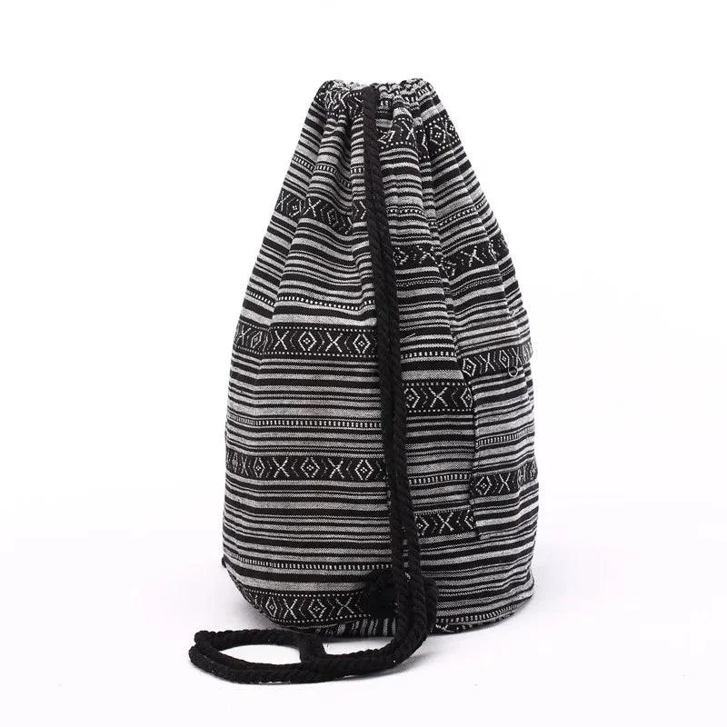 Tribal Pattern Canvas Drawstring Backpack - Glova