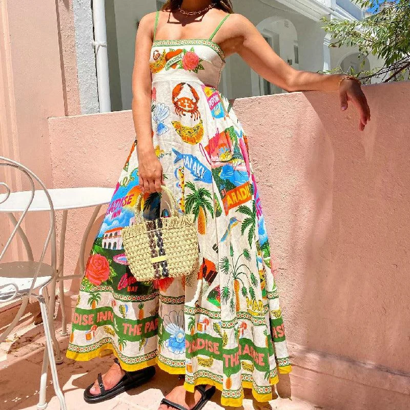 Tropical Paradise Print Maxi Dress - Glova