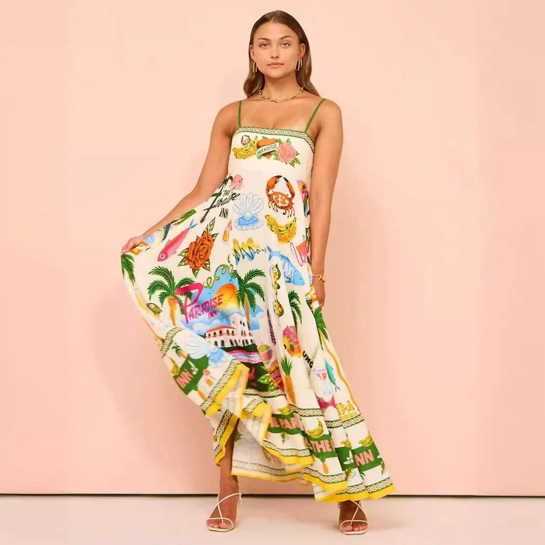 Tropical Paradise Print Maxi Dress - Glova