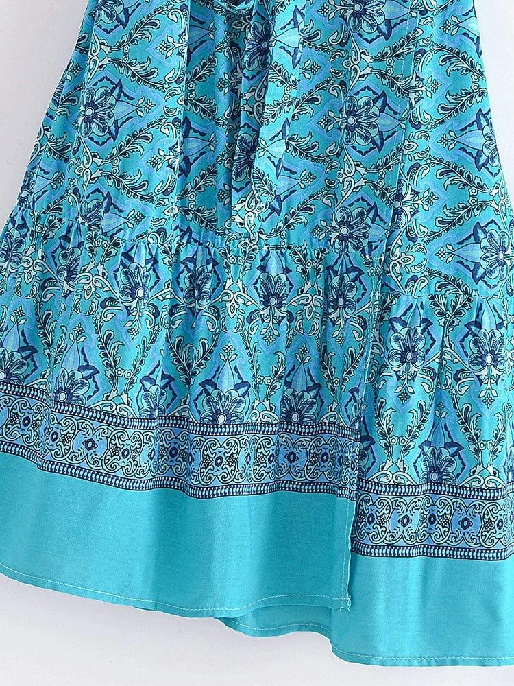 Turquoise Dreams Wrap Mini Dress - Glova