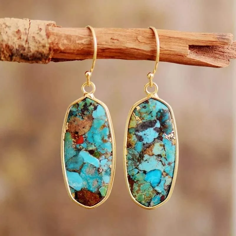 Turquoise Natural Stone Earrings - Glova