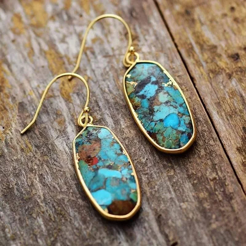 Turquoise Natural Stone Earrings - Glova