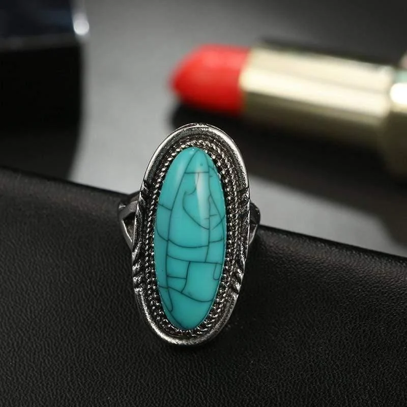 Turquoise Stone & Moonstone Ring Set - Glova