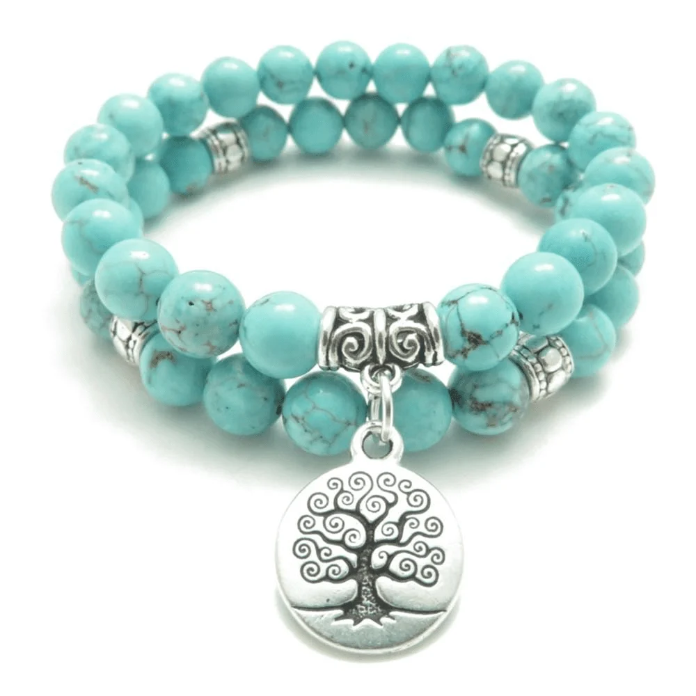 Turquoise Tree of Life Double Bracelet - Glova