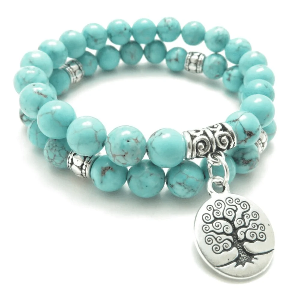 Turquoise Tree of Life Double Bracelet - Glova