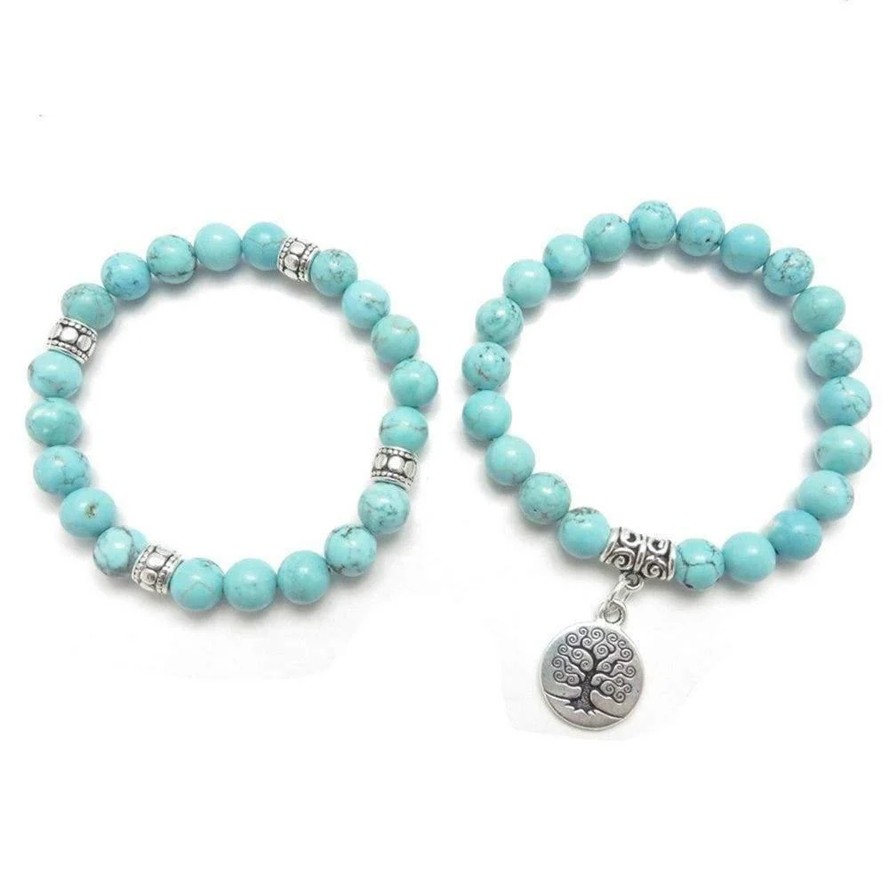 Turquoise Tree of Life Double Bracelet - Glova