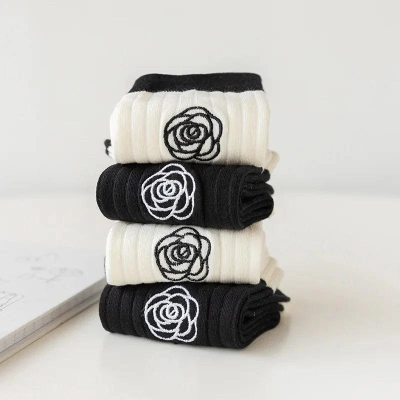 Two Tone Camellia Flower Socks - Glova