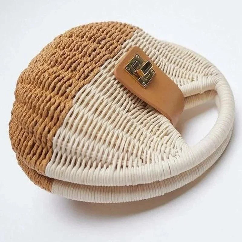 Two Tone Shell Shape Rattan Bag - Glova