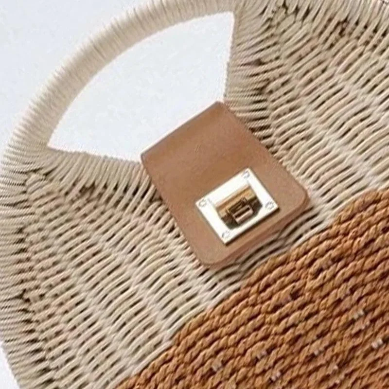 Two Tone Shell Shape Rattan Bag - Glova